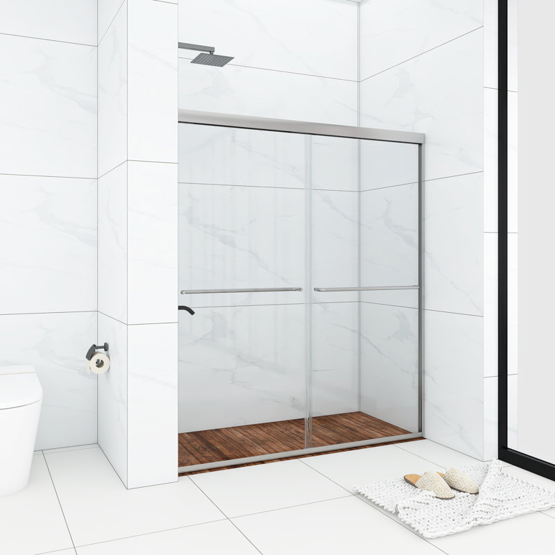  48" x 70" Double Sliding Aluminum Framed Shower Door, Chrome 