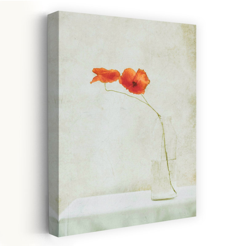 Art contemporain romantique coquelicot, H 24 po x l 16 po