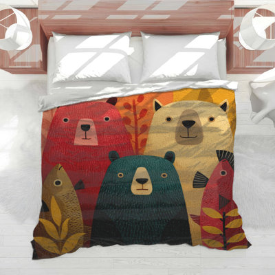 Colorful Bears And Fish Comforter