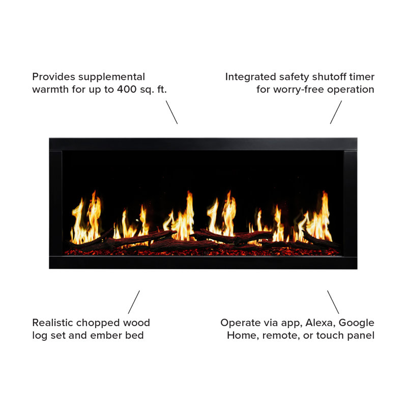Luxe Electric Smart Fireplace with Heat, 46"