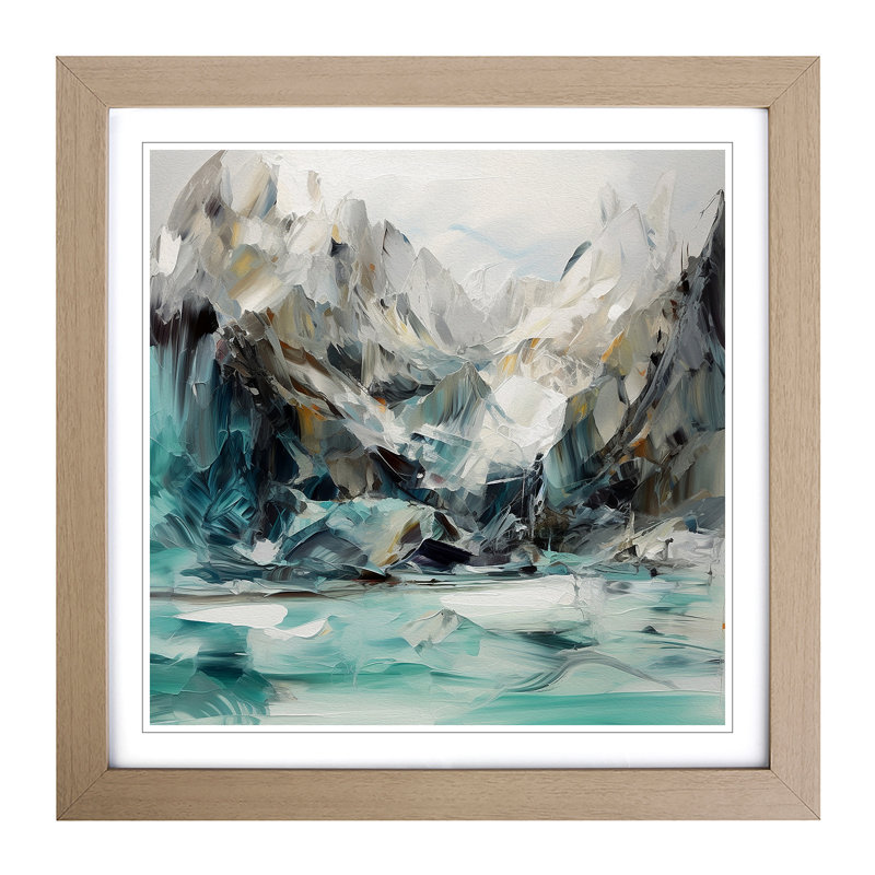 Glacier Gestural Art No.3 - Framed Print, Oak