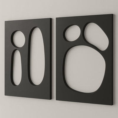 Elegant Decorative MDF Paintings (2 Pieces), Black, 19.7 x 27.6 inches | 100% MDF, Thickness: 0.7 inches | Perfect for Modern Home Décor, Stylish Wall Art for Living Room & Office Spaces