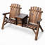 Banc Adirondack double classique à lattes avec table partagée, idéal pour des réunions confortables sur la véranda et dans le jardin.-590269488