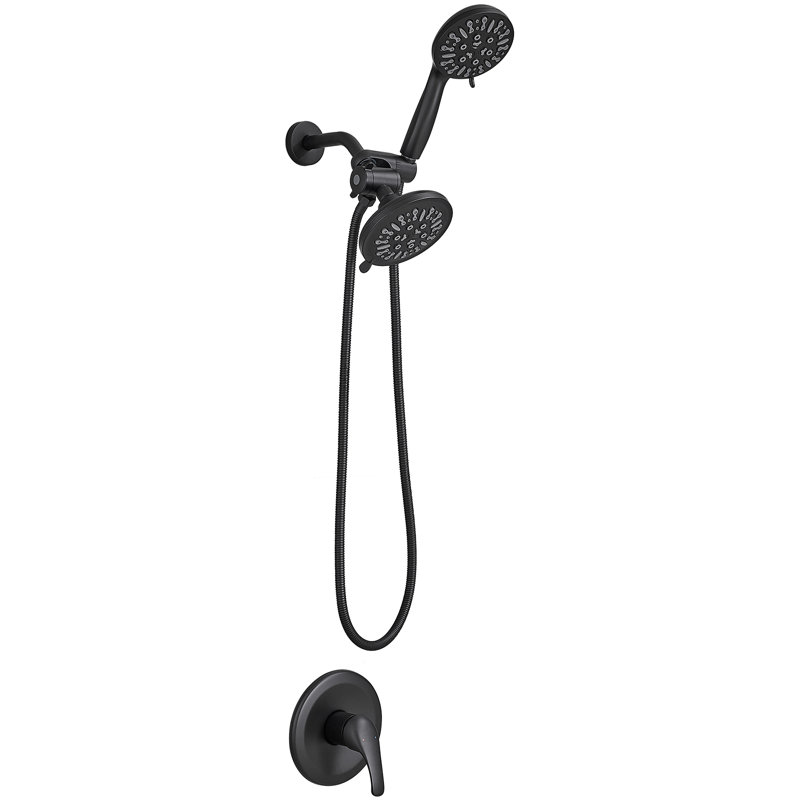 Matte Black Dual Function Rain Shower Faucet Combo Set