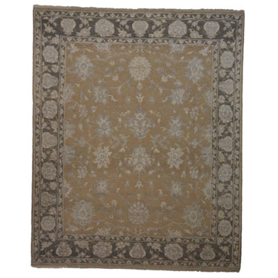 Oriental Handmade Rectangle 8' x 9'11" Cotton/Wool Area Rug in Beige/Gray/Brown
