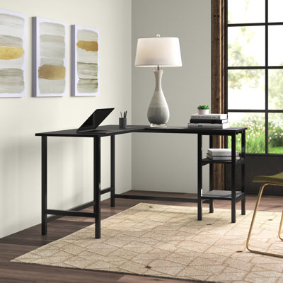 Ferrill L-Shaped Metal Base Writing Desk