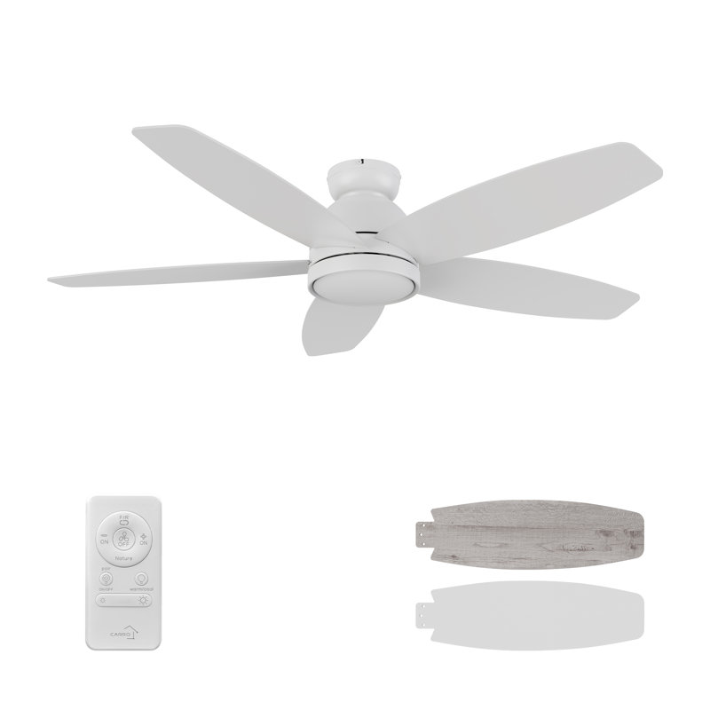 Ventilateur de plafond de 52 po avec éclairage à DEL, Blanc, Blanc