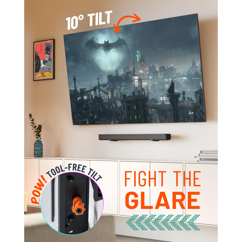 Black Steel Low Profile Tilting Wall Mount for 40"-90" TVs
