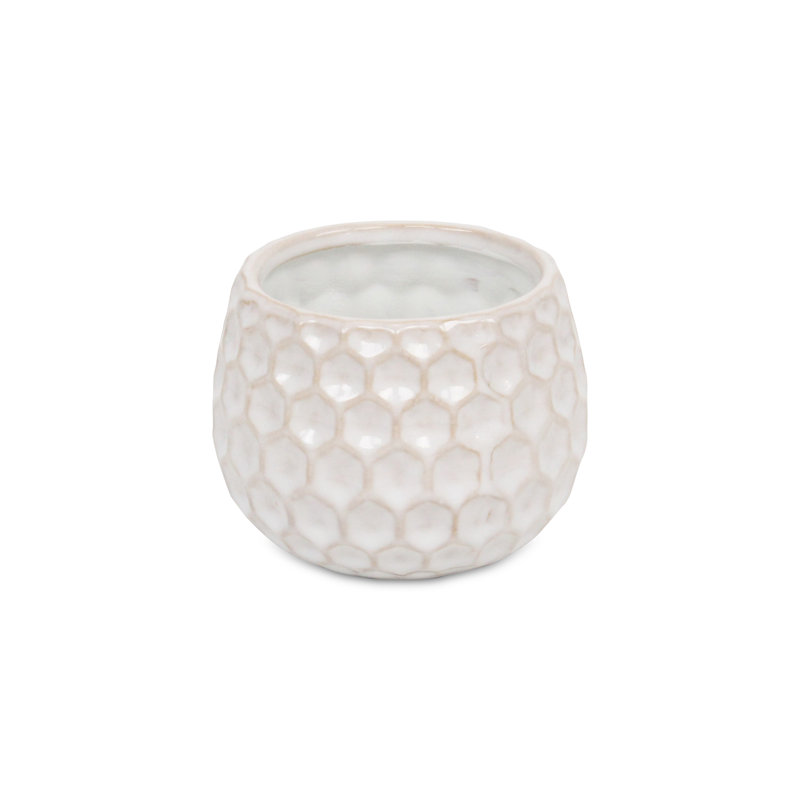 Pot à fleurs en céramique Eddins, Blanc, H 4 po x l 4,25 po x P 4,25 po
