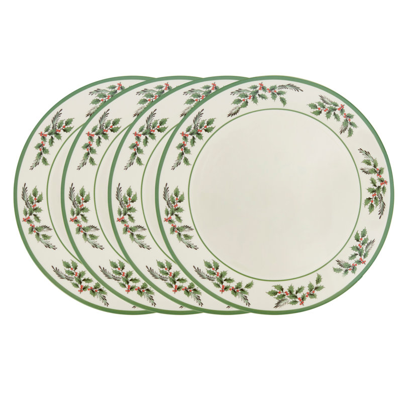 10" Holly Dinner Plates, Set of 4