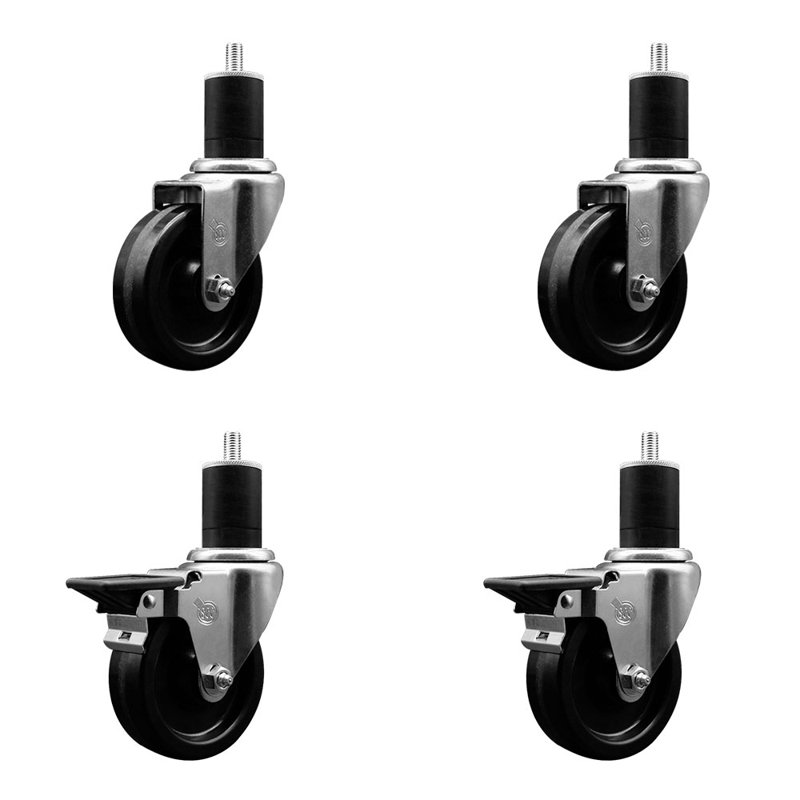 Ensemble de roulettes extensibles pivotantes à roulettes Phenolique 2 freins SCC PLB 4 po x 1-3 / 4 po
