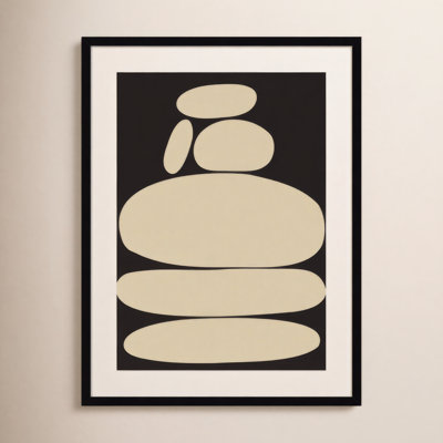 Zen River Rocks Black and Tan Print