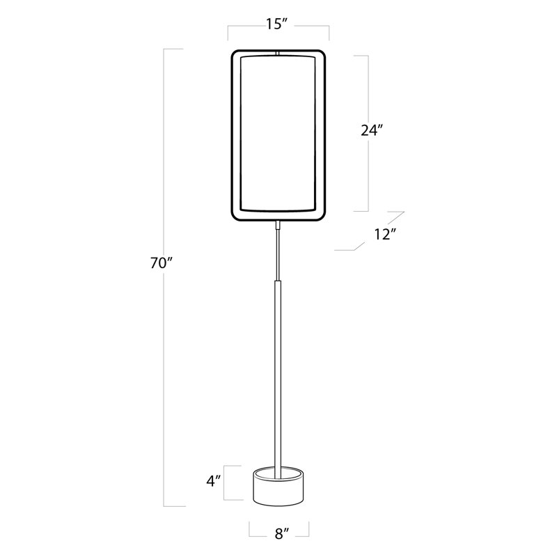 70" Column Floor Lamp, Natural Brass