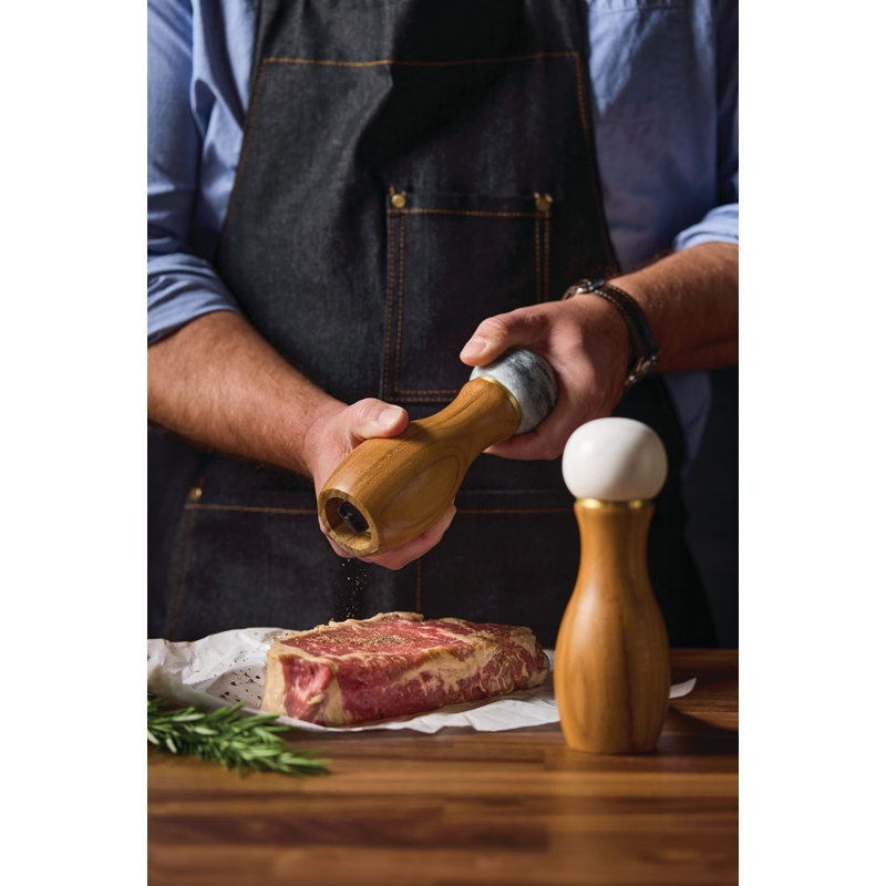 Anolon Pantryware Teakwood And Marble Salt And Pepper Grinder Set, 2 Piece
