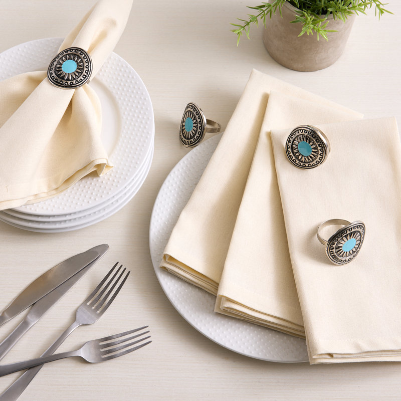  Turquoise Sun Napkin Ring Set/4