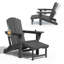 Chaise de patio en PEHD pliable avec repose-pieds d'extérieur résistant aux intempéries avec 2 porte-gobelets-2108222976