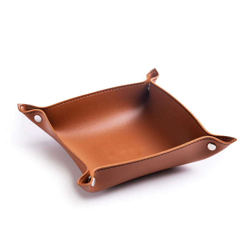 Plateau de valet pour bijoux en cuir de polyuréthane pour femmes et hommes, table d'entrée et table de chevet portable