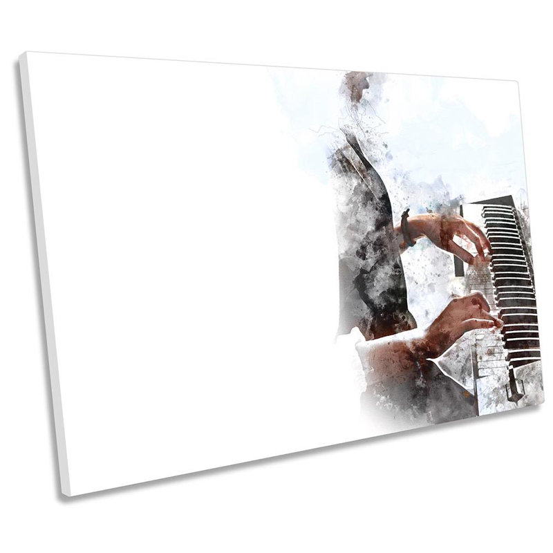 Playing Piano Grunge - Wrapped Canvas Print, 40.6cm H x 61cm W x 2cm D