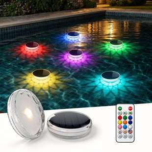 Lumières solaires flottantes pour piscine avec télécommande, lumières de piscine à DEL imperméables à changement de couleur pour piscine, étang et décor extérieur (ensemble de 2)