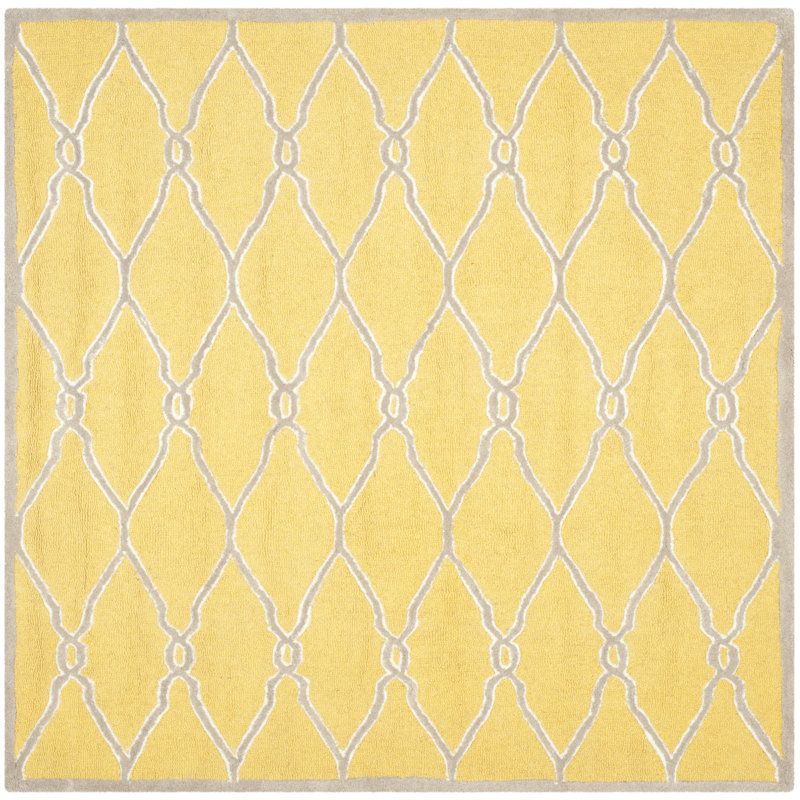 Cannen Hand Tufted Wool Geometric Rug, Square 6'