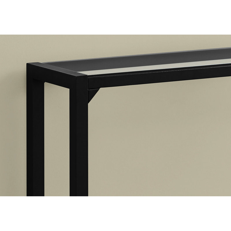 Tablette de rangement moderne pour hall d'entrée - Structure en verre trempé sur métal noir