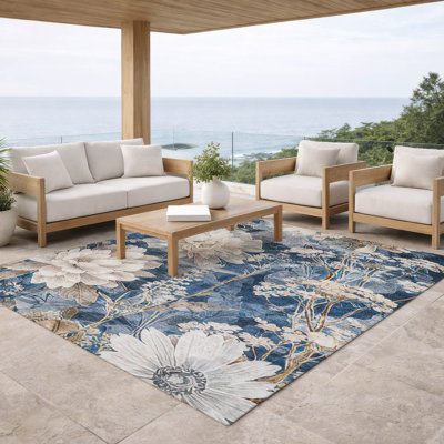 Machine Washable Indoor/Outdoor Chantille ACN2934 Floral Rug