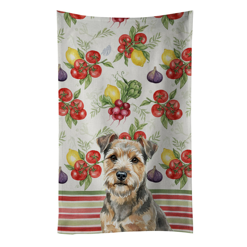 Grizzle and Tan Norfolk Terrier Vegetables Kitchen Towel, Grizzle/Tan Norfolk Terrier