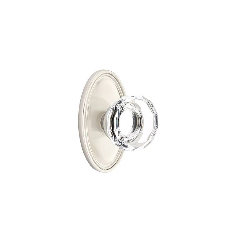 Ensemble de mortaise intérieure Emtek avec rosette ovale et bouton de verre Lowell (LH)