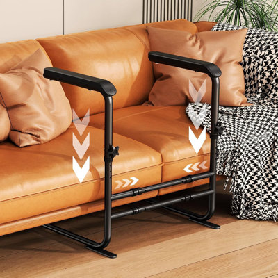 22 in x 22 in x 32 in Adjustable Height Sofa Standing Assist Armrest Carbon Steel Standing Aid Handle for Elderly Pregnant Women Couch Lift Support for Living Room Bedroom, Black