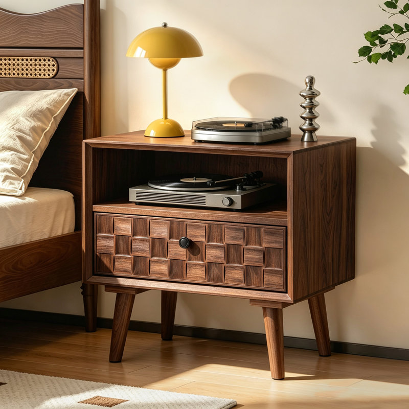 Table de chevet 21,89 po Mid-Century, Brown