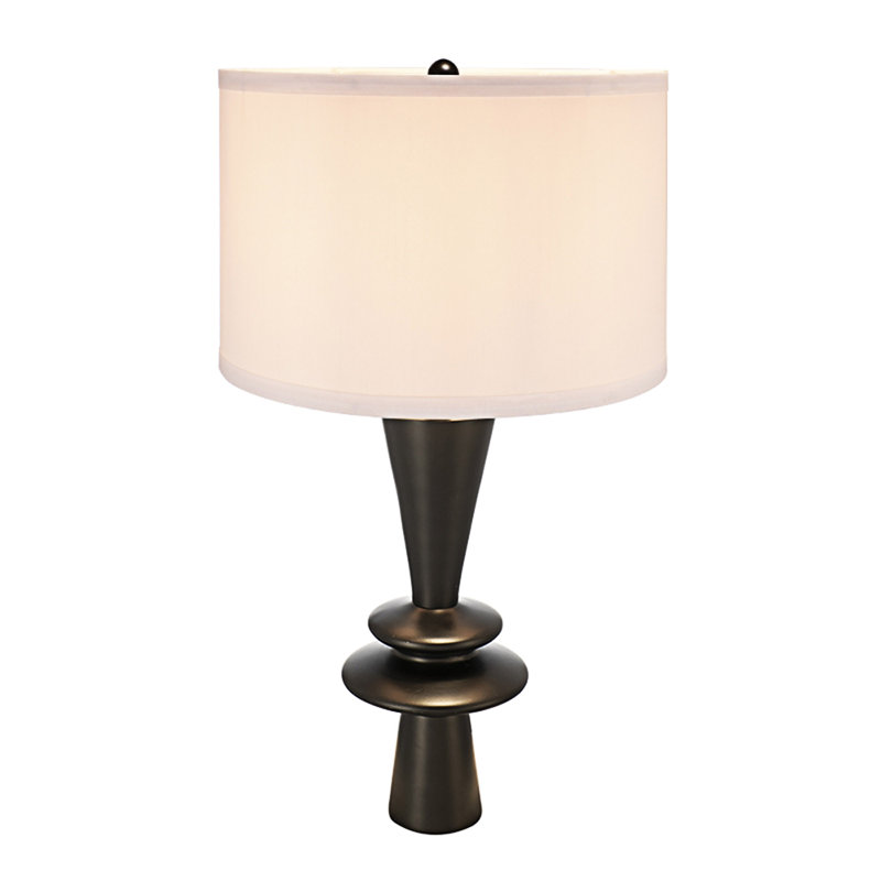 Lampe de table Dx "en aluminium noir avec deux accents ronds variables et abat-jour tambour