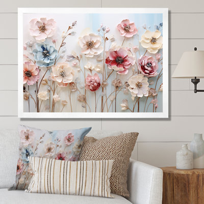 White and pink Floral Wonderland - Floral Wall Art For Living Room
