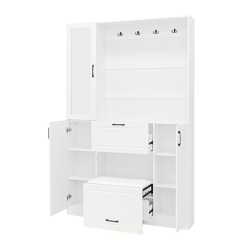 Banc d'entrée 51,1 po VIBE avec porte-chaussures intégré, 3 en 1 et porte miroir
