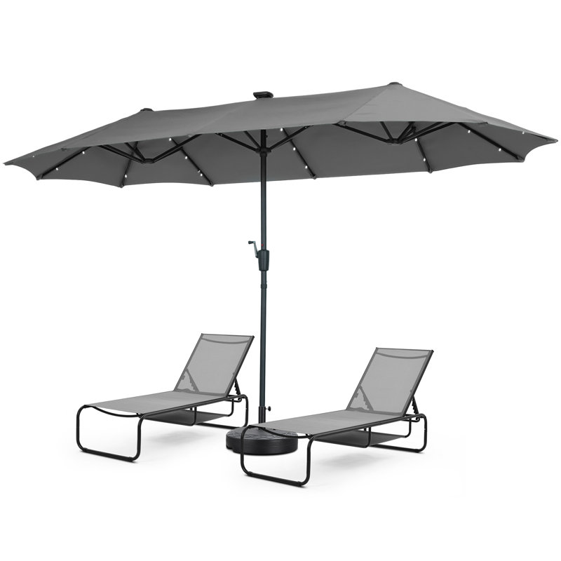 Chaise longue de parasol 13 pi avec méridienne, Gris