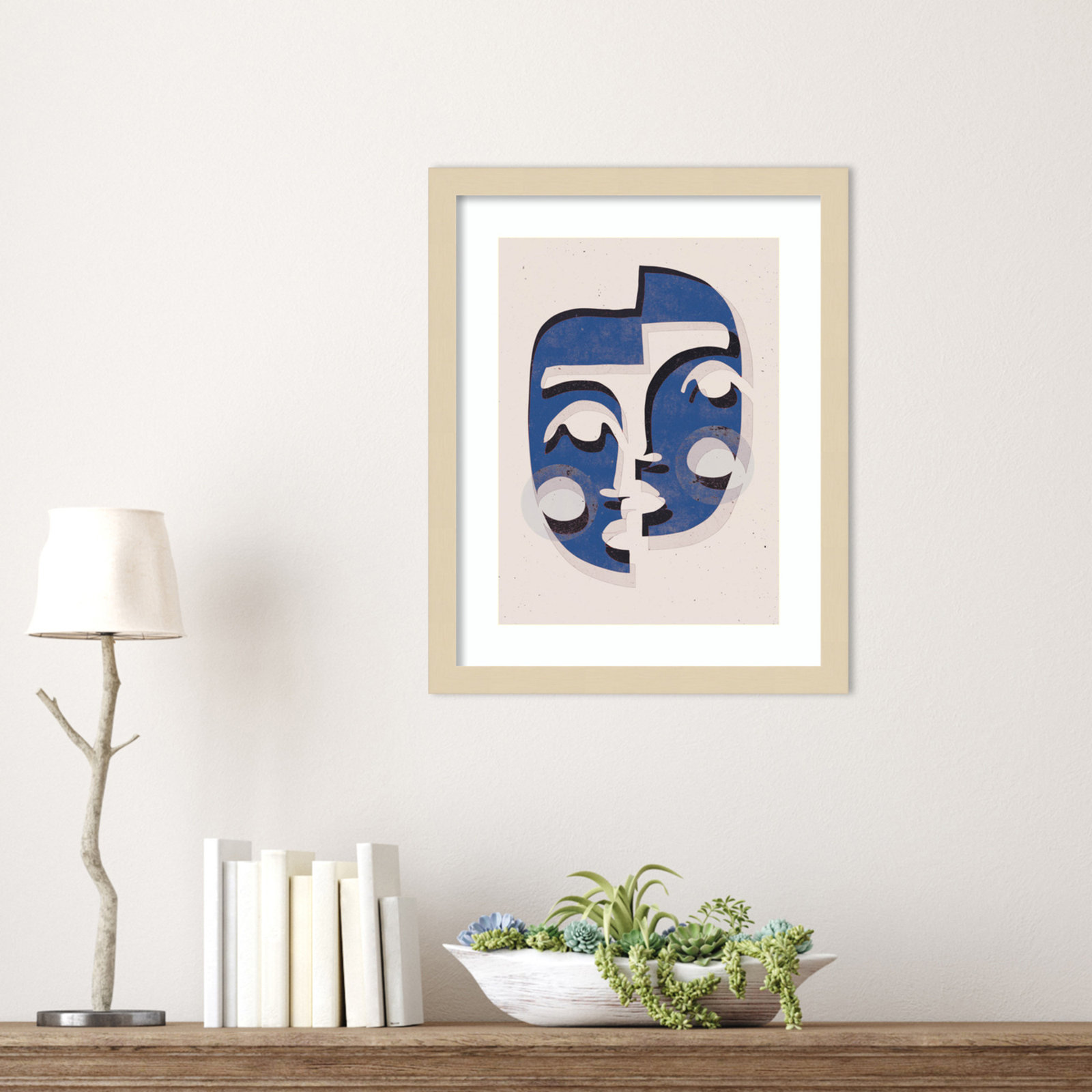 The Blue Mask by Treechild, Brown, 17" H x 14" W