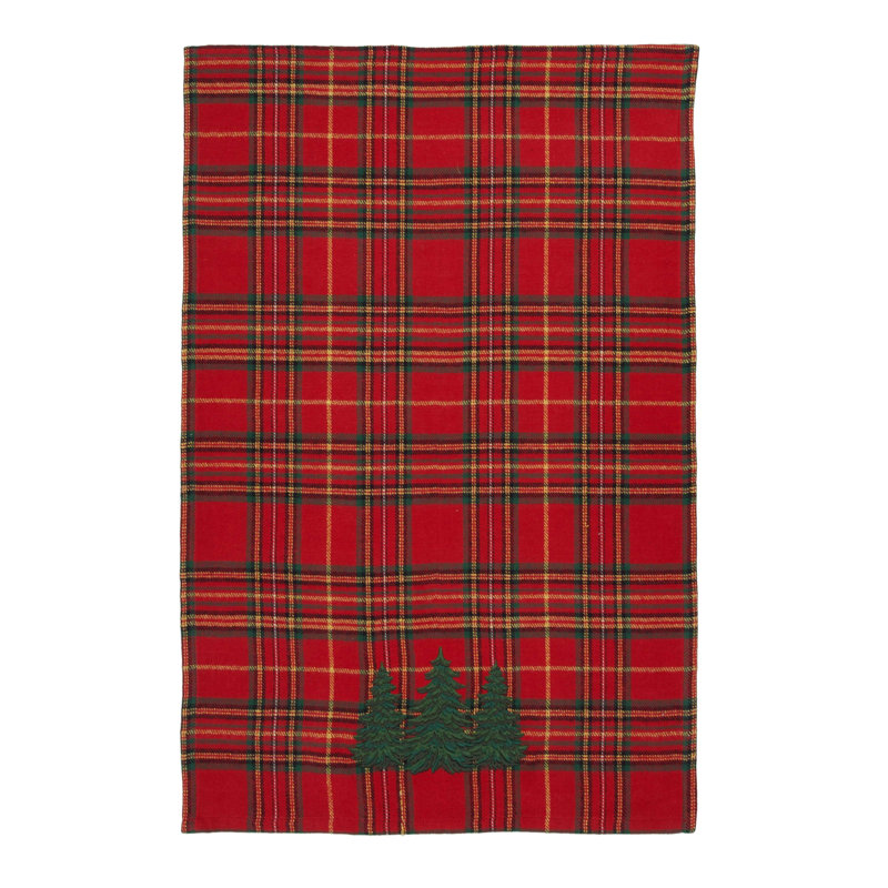 Serviette de Noël brodée écossais épinette