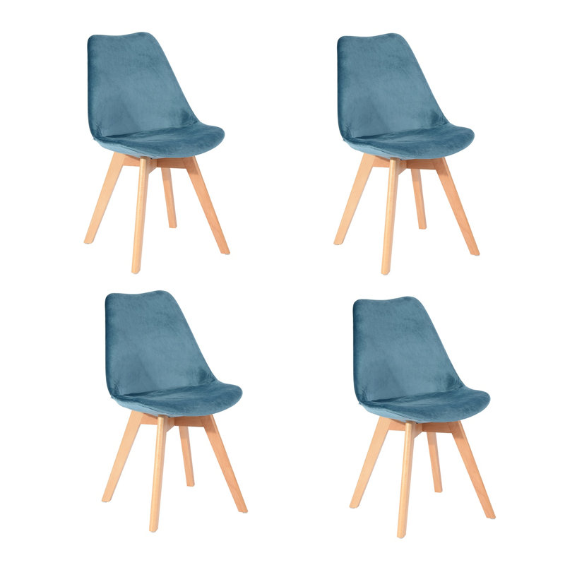 Emily 45cm H Velvet Upholstered Side Chair, Blue
