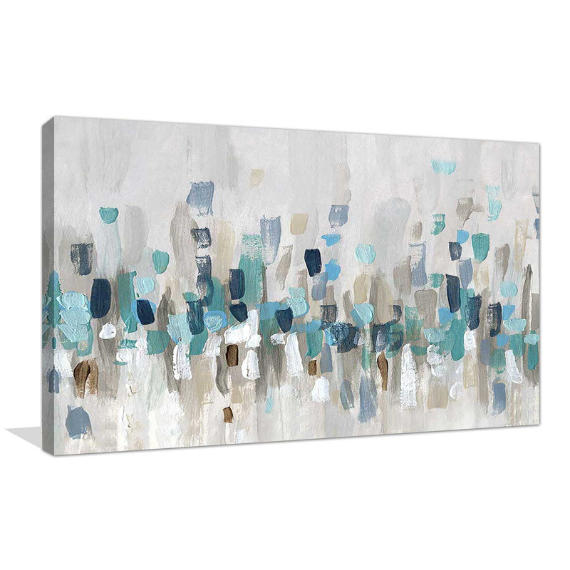 Staccato Blue I par - Peinture, Toile tendue, H 28 po x l 48 po x P 1,5 po