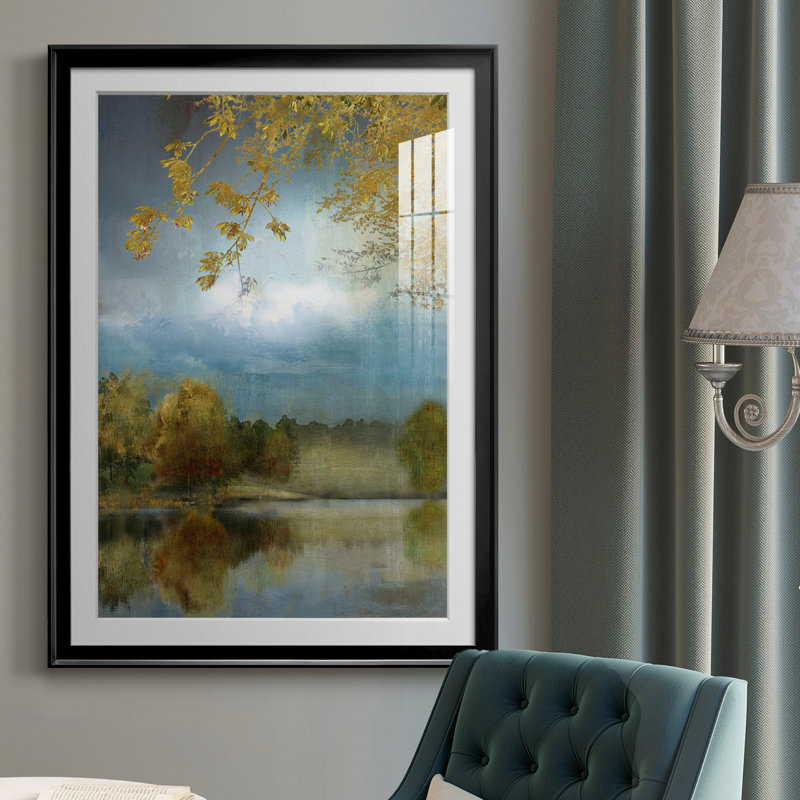 Golden Leaves - Reproduction d'art graphique sur papier encadré, H 26,5 po x l 36,5 po x P 1,5 po, Noir