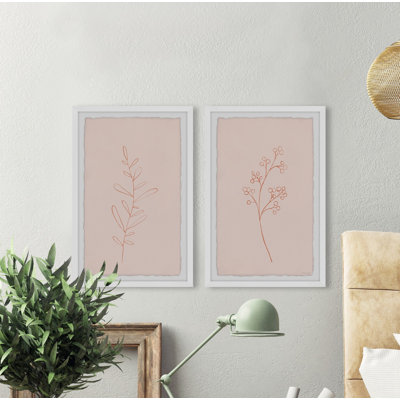 Saldivar Round Leaves 2 Piece Single Picture Frame Wall Art Set
