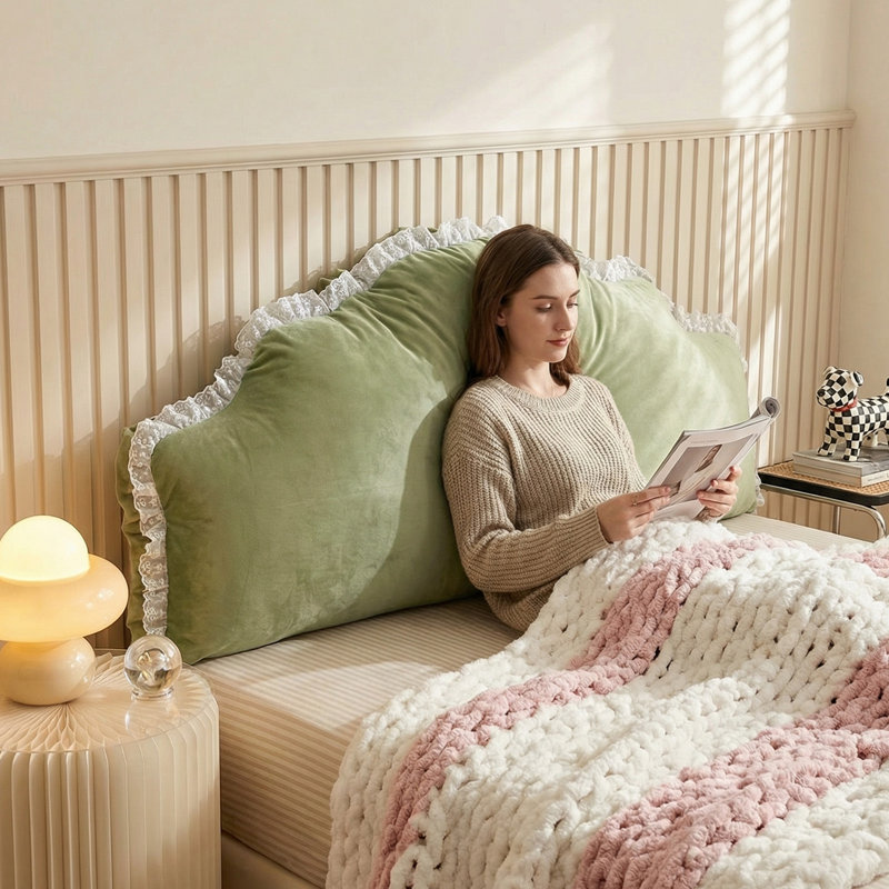 Soft Headboard Pillow Backrest Cushion, Green