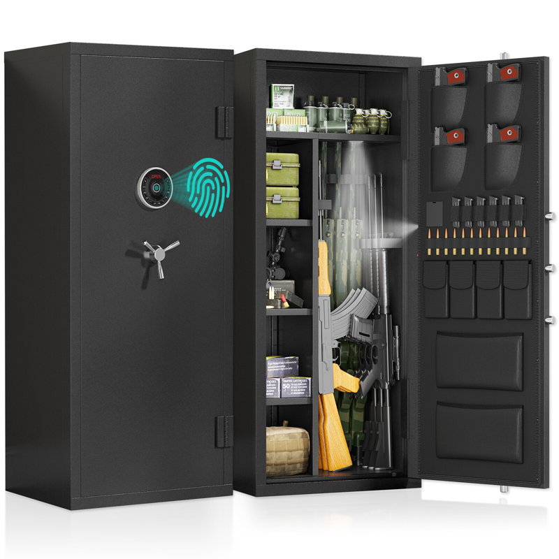 15-20 Gun Safe, Large Gun Safe for Pistols, Unassembled Safe with Adjustable Shelf & Gun Rack, Gun Safe for Home and Shotgun, Quick Access Gun Cabinet with Mute Function & Dual Alarm