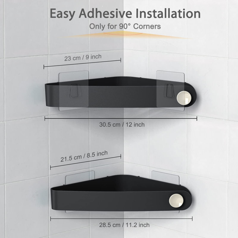 Northport Adhesive Shower Shelf, Black