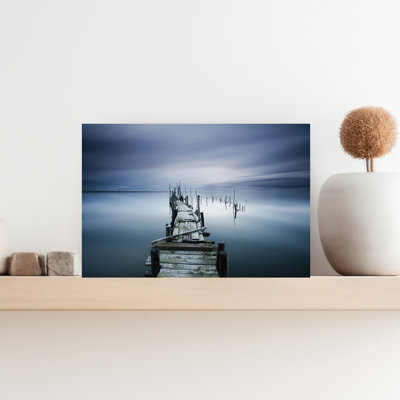 Moody Lake Pier Minimalist Peaceful Serene Landscape Nature Wall Art Print