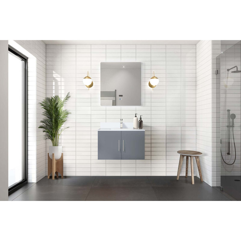 Ensemble de meuble-lavabo avec robinet et miroir DEL