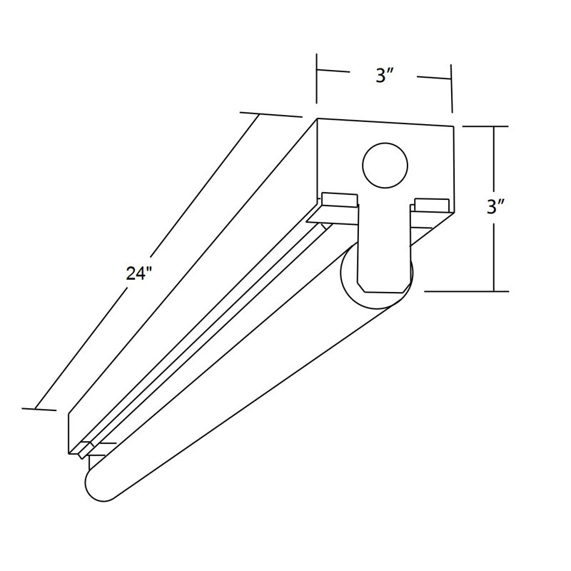 Bande lumineuse de 2 pi, H 3 po x l 24 po x P 3 po