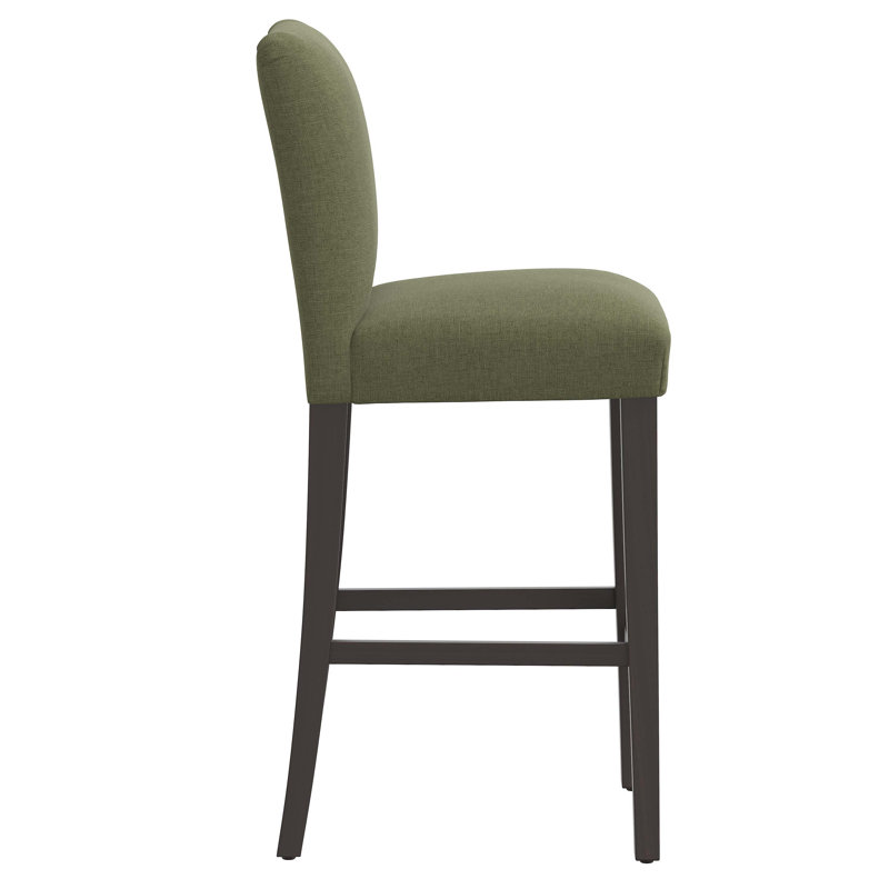 Hadrien Bar & Counter Stool, Bar Stool (31” Seat Height), Zuma Laurel Textured Linen, Black Wood