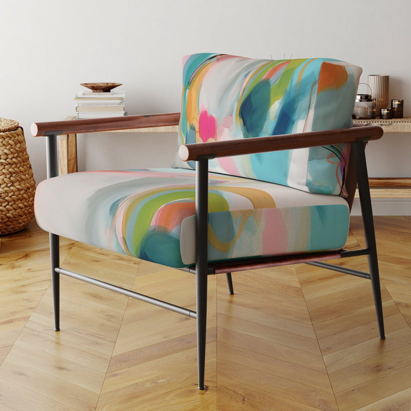 Fauteuil d'appoint rembourré rose et bleu Minimalims Fludity V, Noir