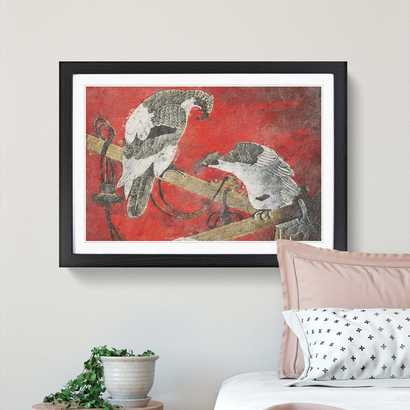 Two Eagles - Framed Print, 36cm H x 48cm W x 2cm D, Black Framed