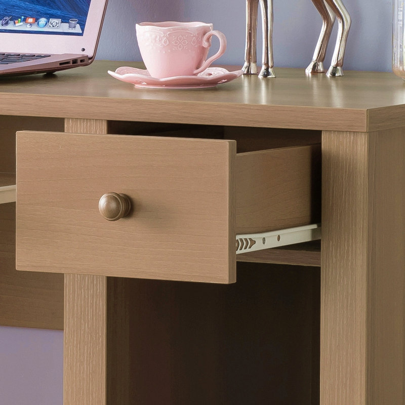 Student Desk With Hutch Home Office Desk 39"W Compact Desk Writing Desk Laptop Desk One Drawer Keyboard Drawer Wooden Knob